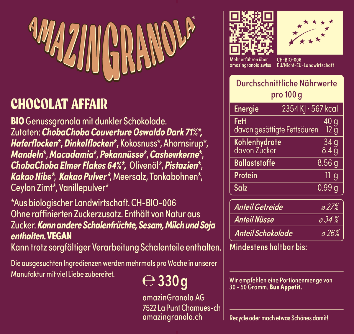 BIO amazinGranola "Chocolat Affair"