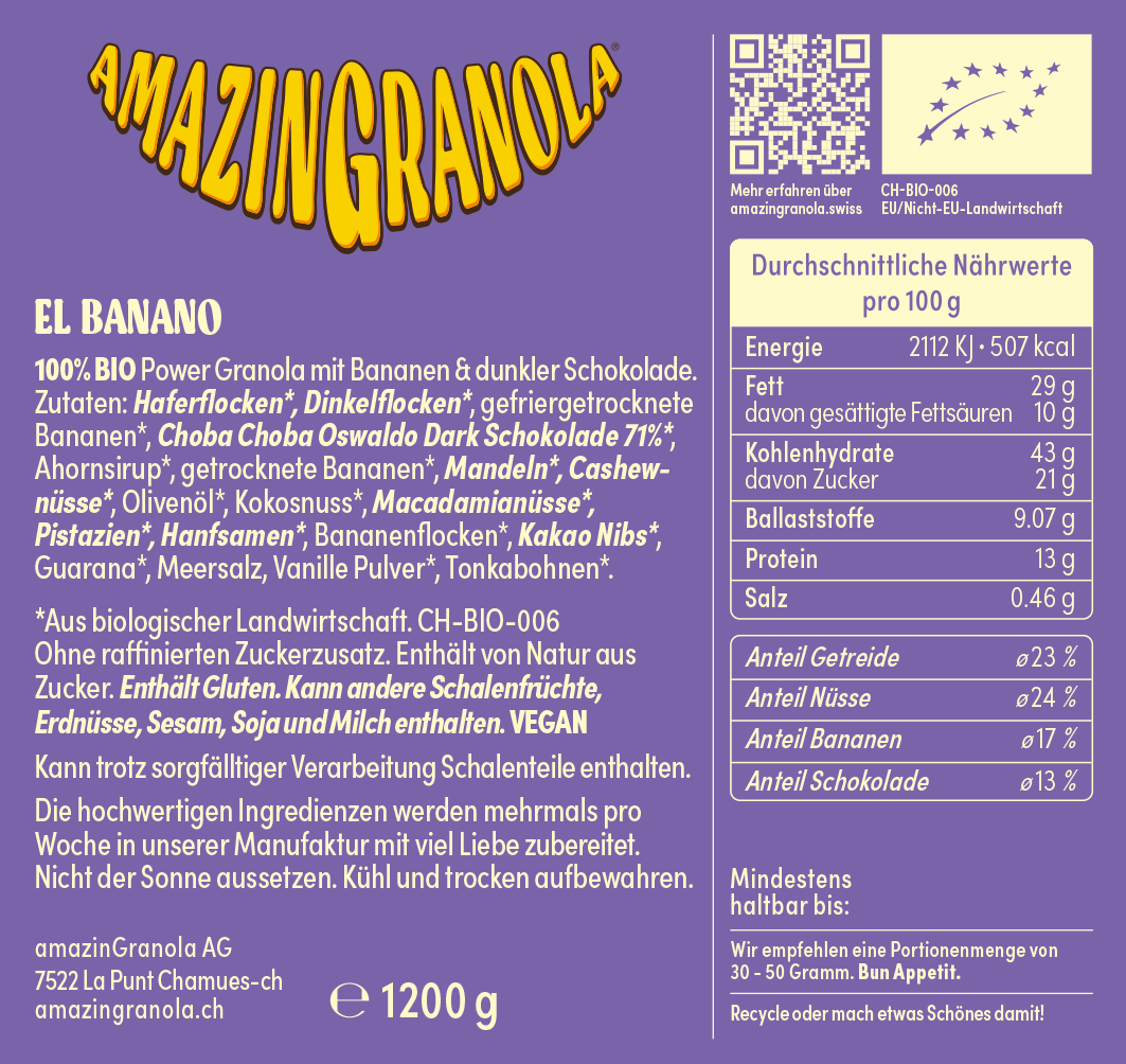 Organic amazingranola &quot;El Banano&quot; XL Can