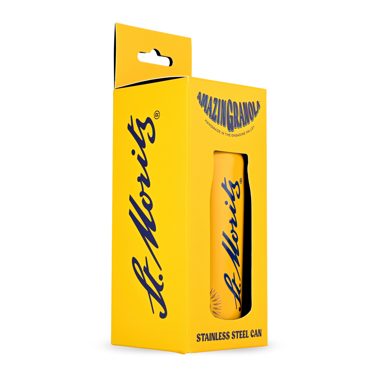 Verpackung der amazinGranola Very Berry St. Moritz Edition Sports Can