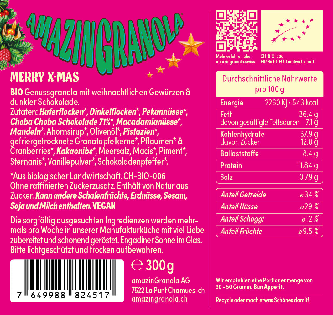 BIO amazinGranola 'Merry X-Mas' (300g) & Säckli