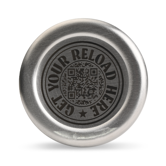 Boden der amazinGranola Chocolat Affair Sports Can aus Edelstahl mit QR-Code zum Re-Load