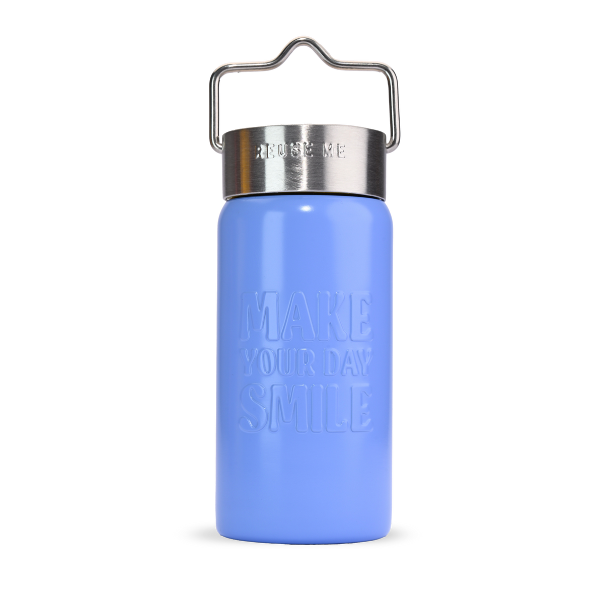 Blaue Coeur de Noix St. Moritz Edition Sports Can geschlossen mit MAKE YOUR DAY SMILE Prägung